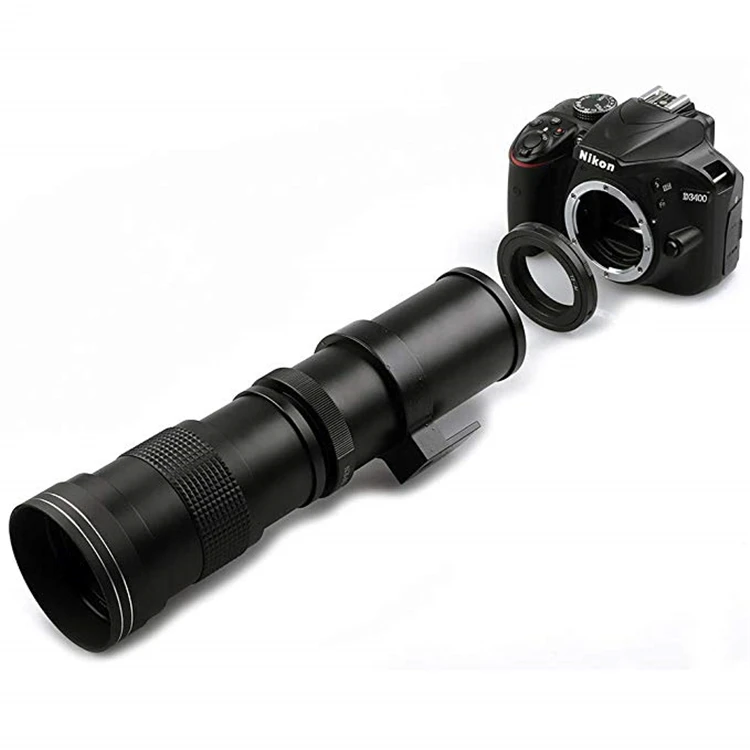 

420-800mm f/8.3 Manual Zoom Telephoto Lens for Nikon dslr D5500 D3300 D3200 D5300 D3400 D7200 D750 D3500 D7500 D500 D600 D6, Black/silver/blue/red/gold