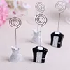 Resin future bride and groom seat clamp table card Black and white wedding dress place card holder