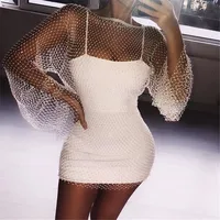 

A2776 Factory Direct Mesh Diamond See Through Clothing Wholesale Club Style Clothing