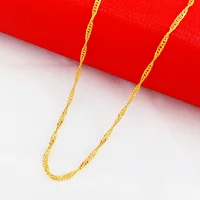 

New Arrival Single Wave Chain Necklace 24k Gold Twisted Singapore Chain Women Necklace