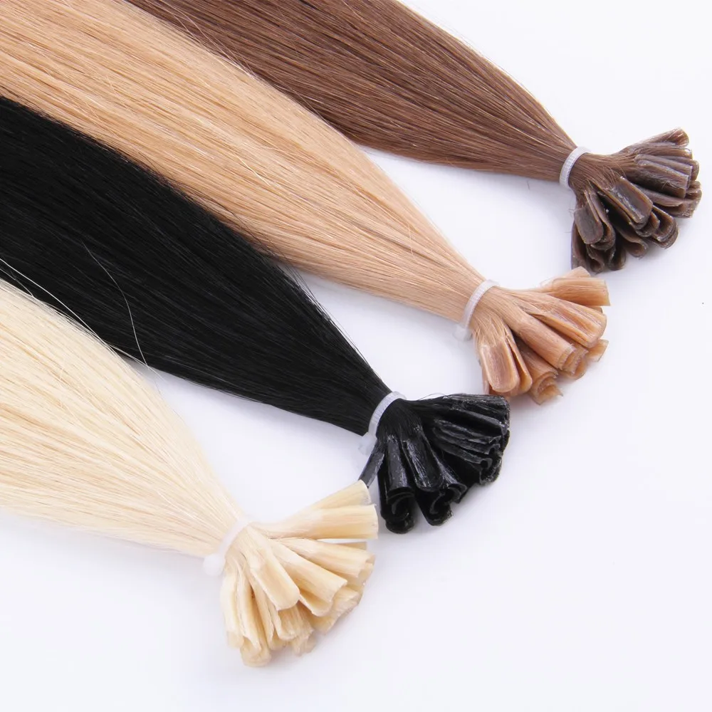 

I V U Tip Pre Bonded Hair Extensions 1g Stick Tip Cold Keratin Hair 100% Virgin Full Russian Cuticle Remy Human Hair Extension