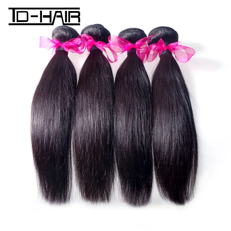 

TD HAIR mink wholesale Virgin 30 inch European straight remy human hair weave distributors salon extension with closure, Natural color #1b( or any other color you want )