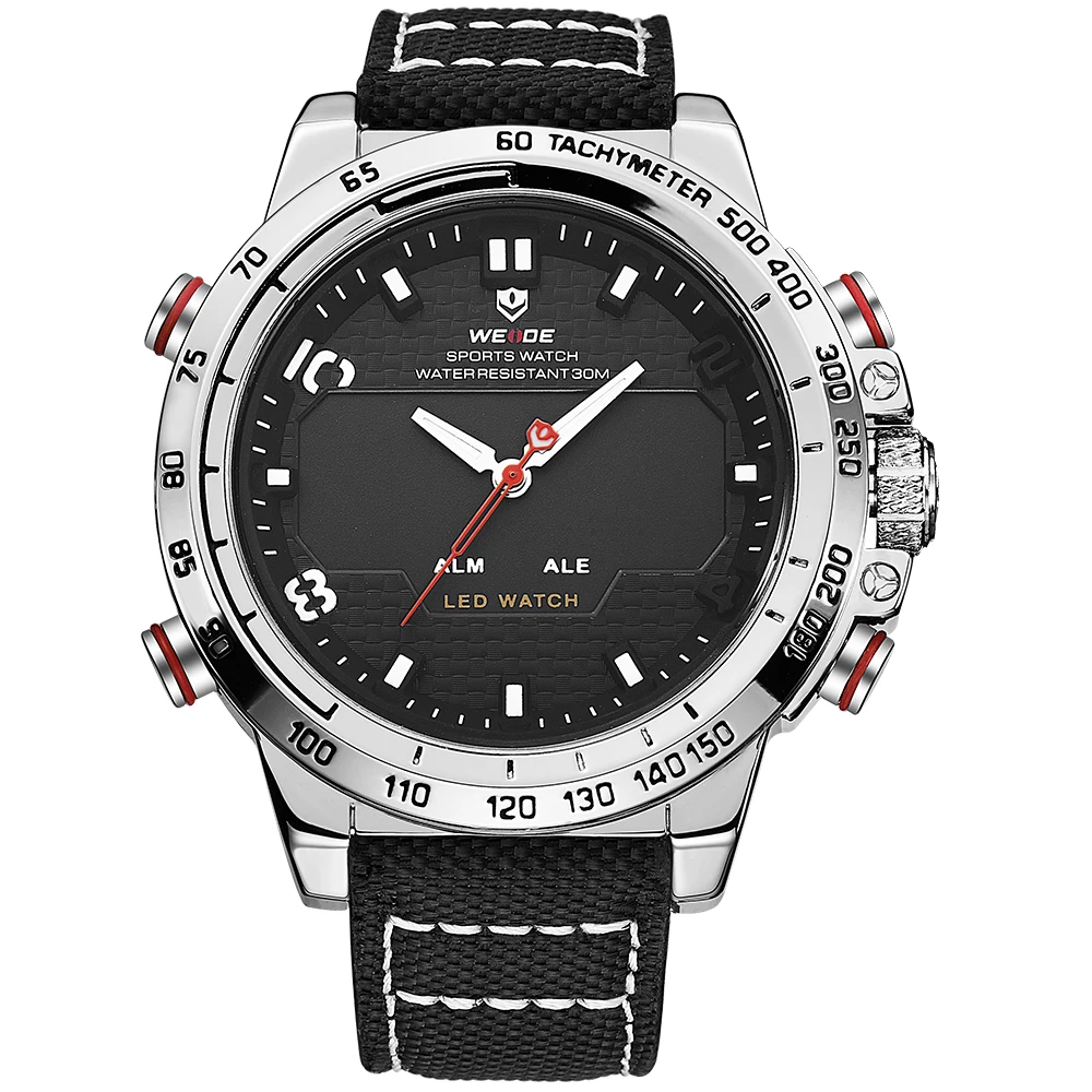 

WEIDE WH6102 Watches Men 30m Waterproof, LED Analog Digital Quartz Watch, Multiple Time Zone Outdoor Watches