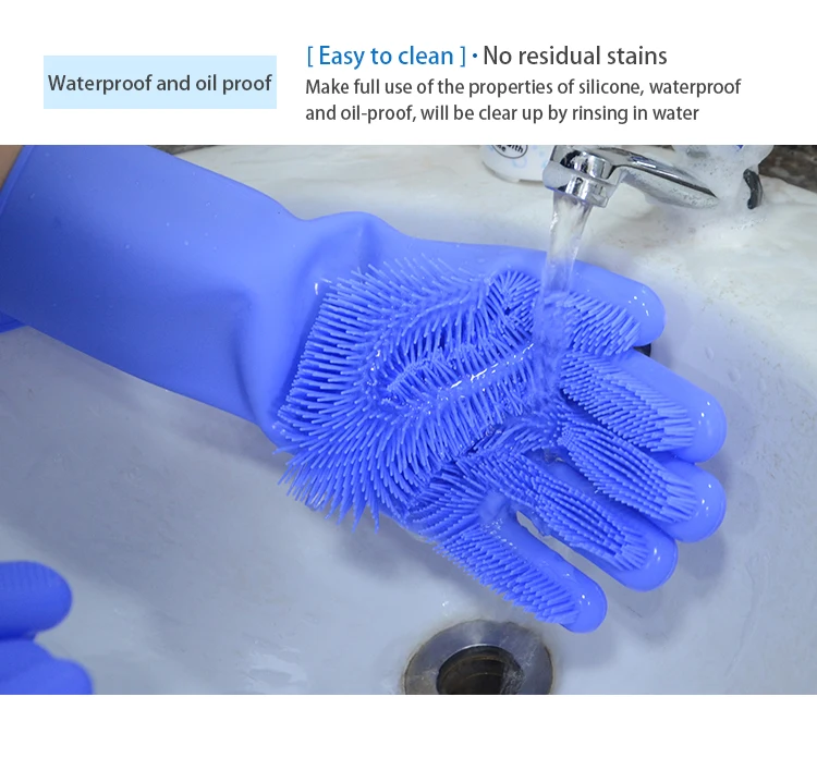 High Quality Silicone Cleaning Brush Dish Washing Latex Gloves 25