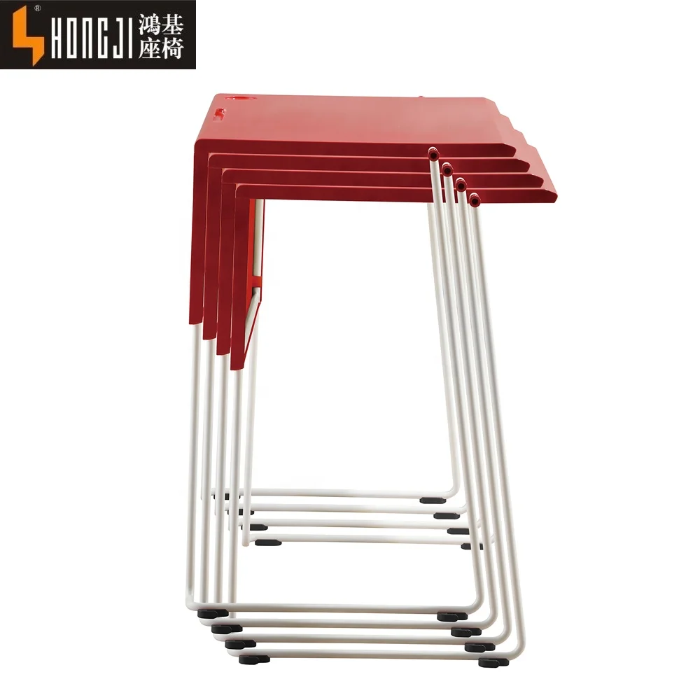 
Hongji 1801 Hot sale metal frame stackable plastic table for training 