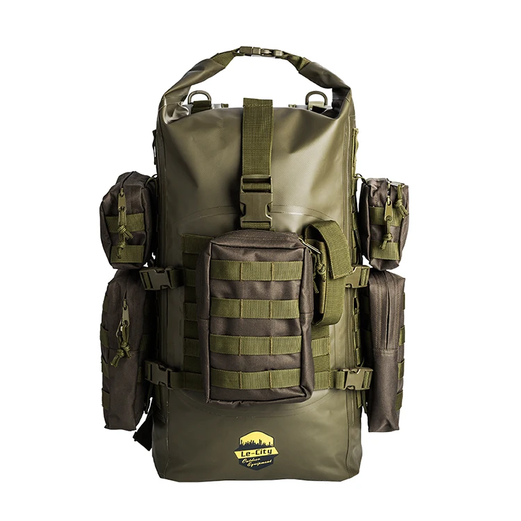 

waterproof  molle army bag outdoor travel trekking military tactical bag, Green/black