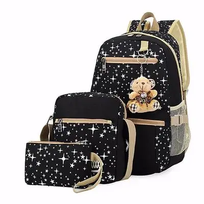 

Canvas handbag new women girls bear backpack school shoulder crossbody bag
