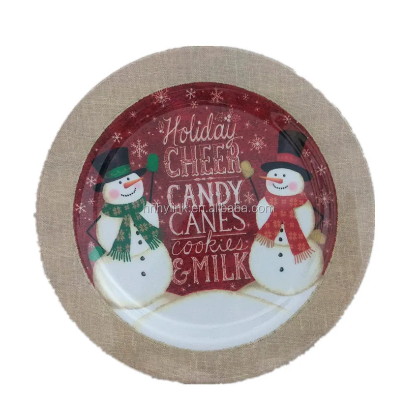 2019 Free Sample Melamine Kids Christmas Plate Decorative