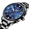 Relgio Automtico Men Chronograph Automatic watches Solid Stainless steel Band Butterfly Buckle Moonphase Mechanical wristwatch