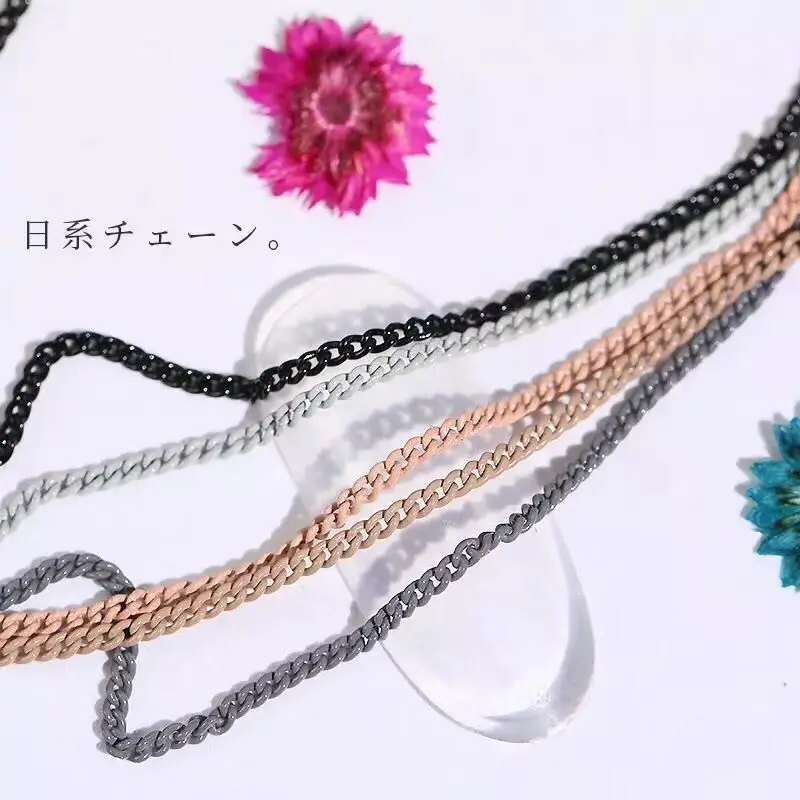 

100cm/lot Nail Art Candy Color Chain Hollow Metal Decoration Jewelry Accessories Strip Line Tips