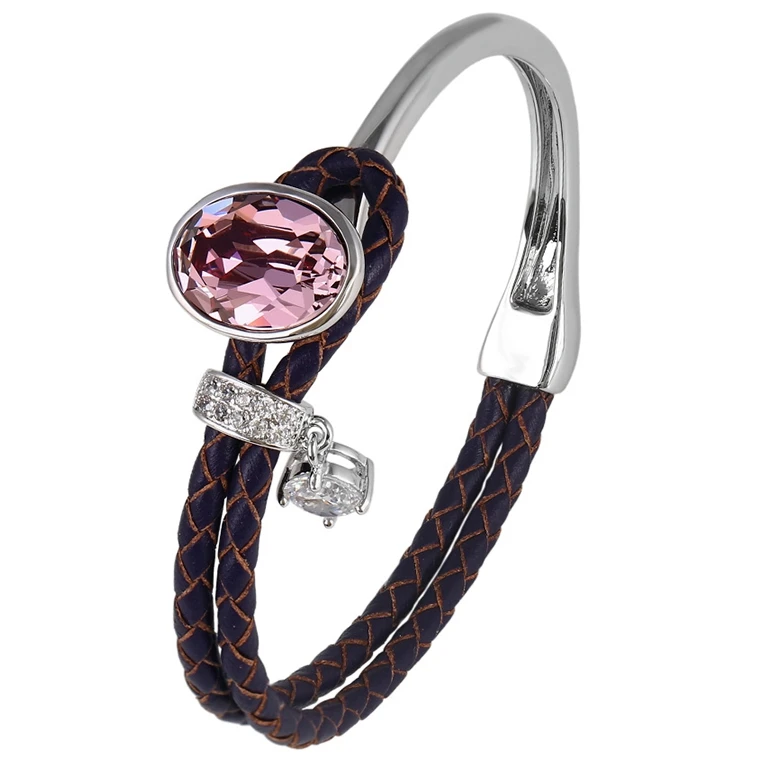 51597 xuping leather hand made high quality fashion simple latest designs lady bracelet bangles+jewelry crystals from Swarovski