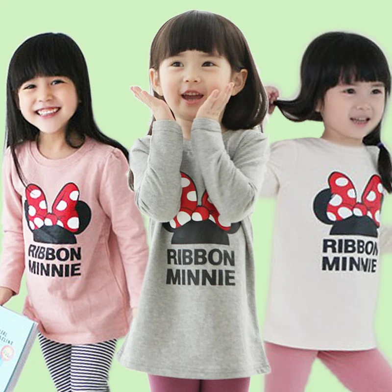 

100% Cotton Plain Long Sleeve T-Shirt Clothing For Girls Kids, As picture