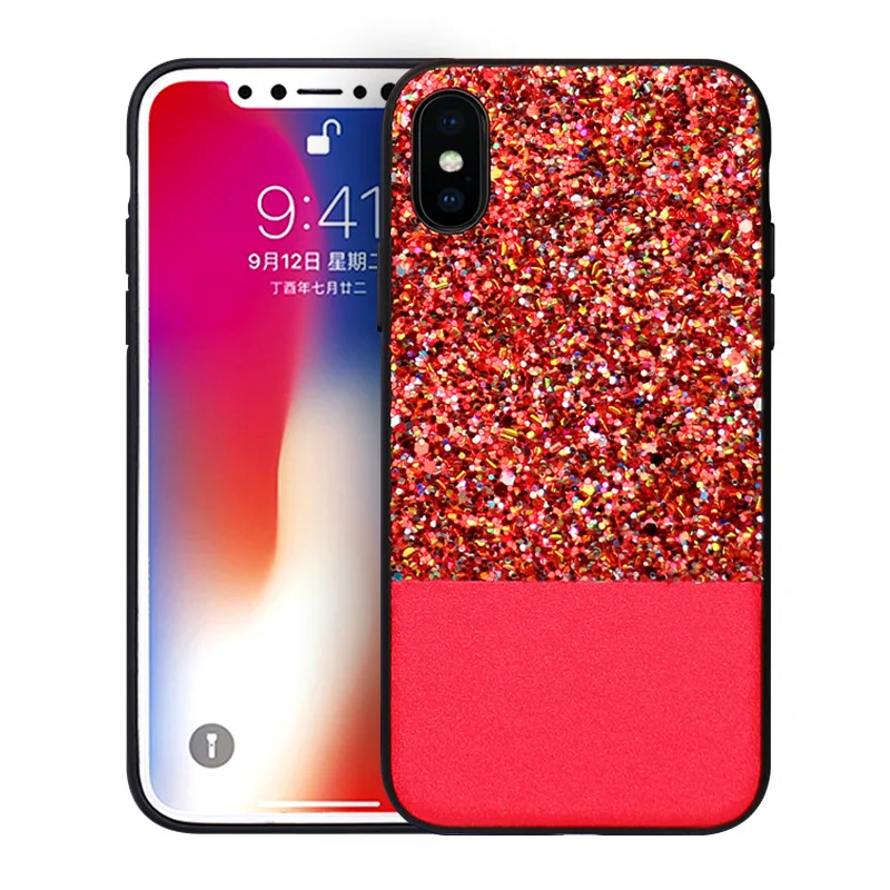 Luxury Bling Glitter Sequin PU TPU PC Smart Phone Case For iPhone X