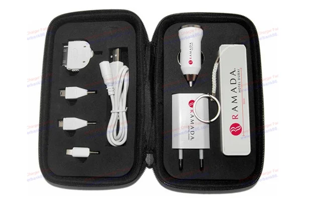 2018 Promotional Gift Power Bank Travel Set With Power Bank Car Charger And Wall Charger