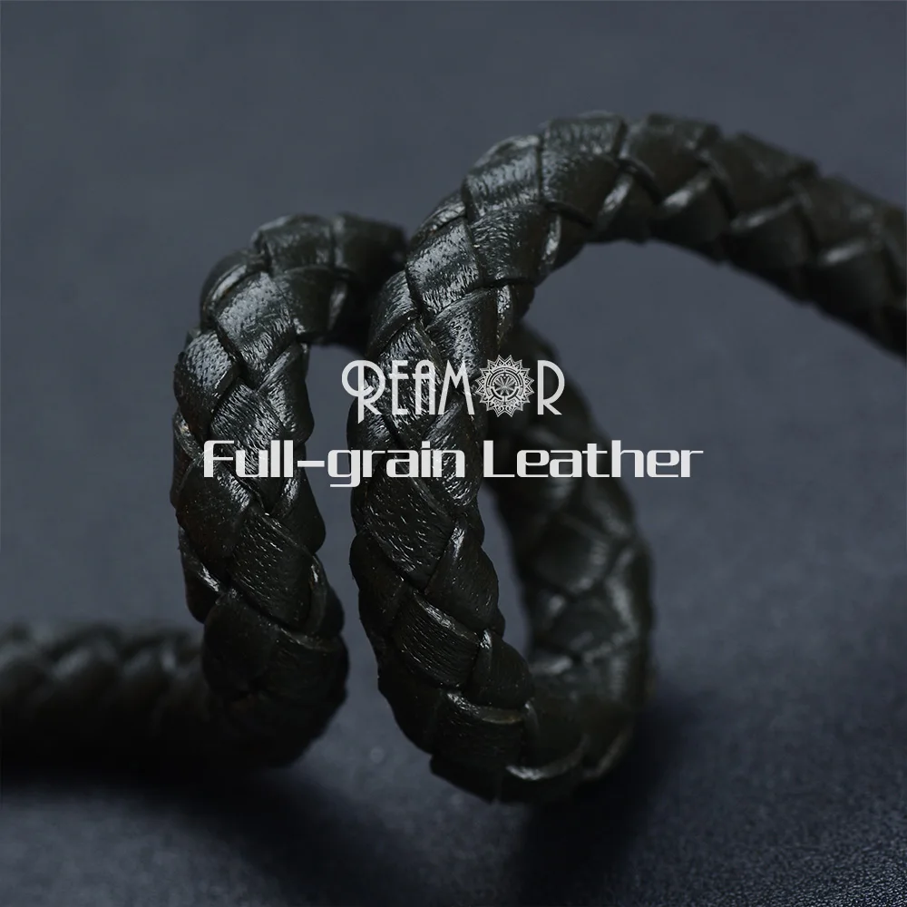 

REAMOR Dark Green First Layer Cowhide Leather Rope For Leather Bracelet Jewelry Making 6mm Genuine Braided Cords DIY Accessories