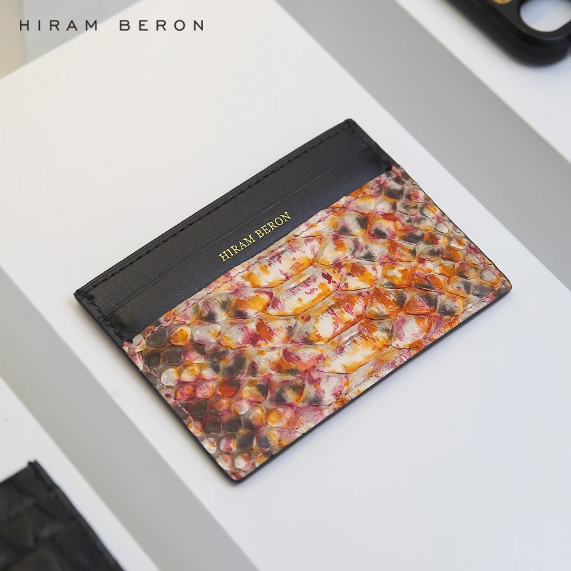 

Hiram Beron luxury leather card case wallet python skin for lady