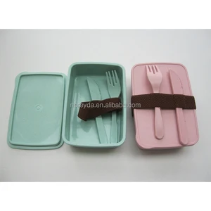 Image of Biodegradable Bamboo Rice Husk Fibre Lunch Box with Lid