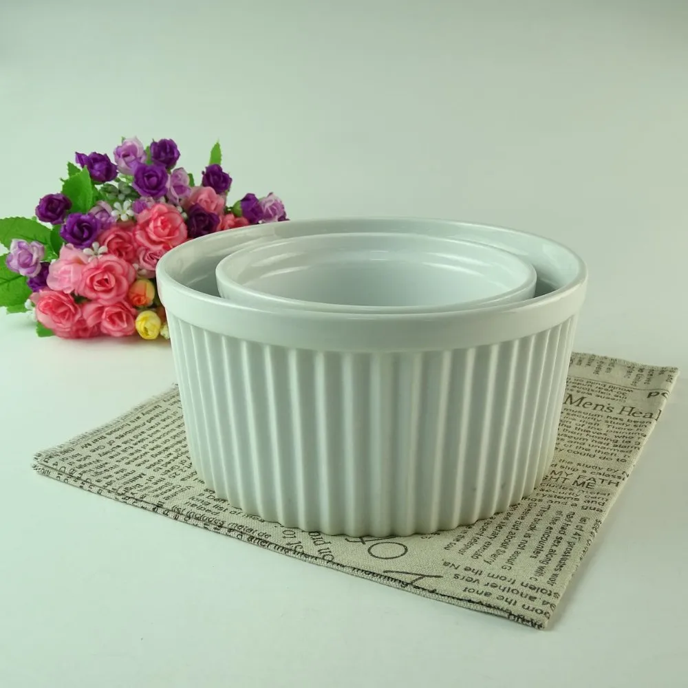 Ceramic Ramekin Set Of 6 White Bowl Dishes Pudding Cup For Baking