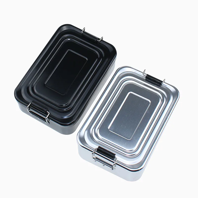 Camping Portable Aluminum Lunch Box Rectangular Metal Bento Lunch Box