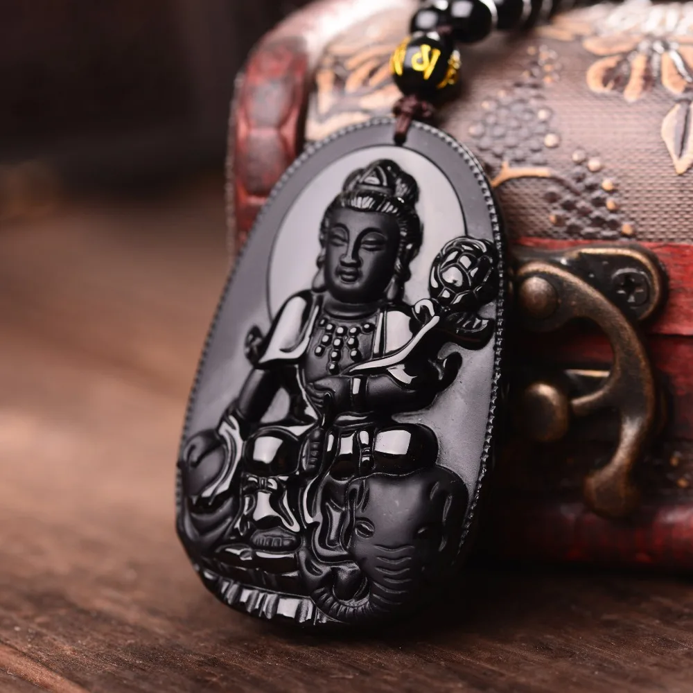 Natural Gold Obsidian Samantabhadra Buddha patron saint