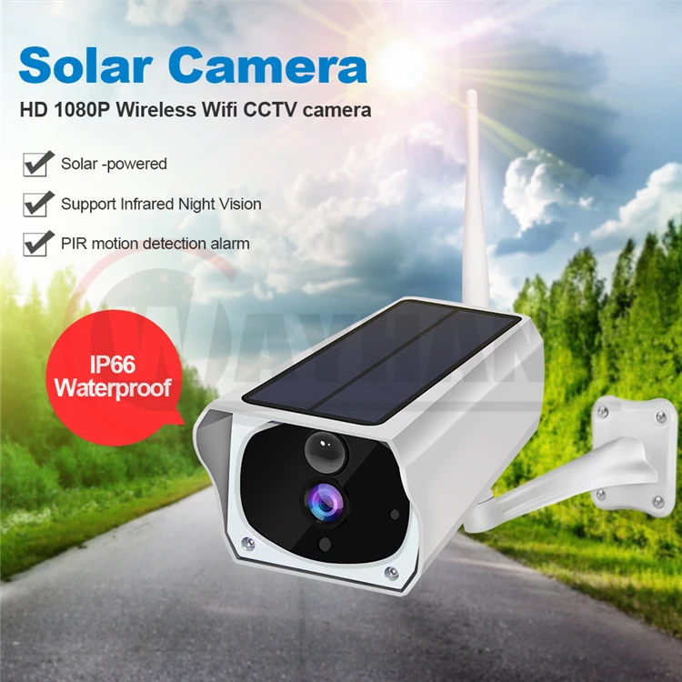 Outdoor Solar Powered Security Camera Low Power wireless Free Solar WiFi Camera 960P IP66 Waterproof night visioin camera