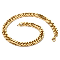 

Factory Price Dubai new gold chain design for men 18mm stainless steel gold plated filled chain necklace