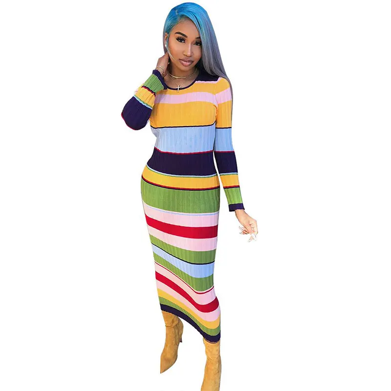 

Fashion Patchwork Striped Multicolor Dresses