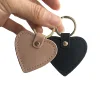 100% Genuine Saffiano Leather Promotion Gift Custom Heart Shaped Keys Holder Keychain Keyring