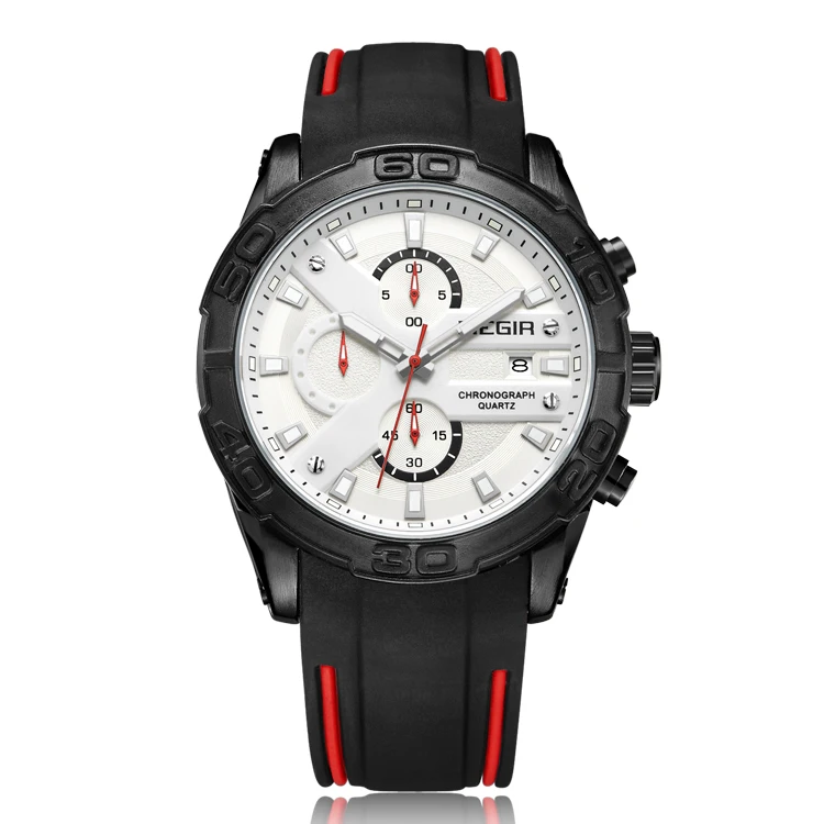 

MEGIR 2055 New Brand Fashion Men Sports Watches Quartz Hour Date Chronograph Leather Strap Military Army Wrist Watch