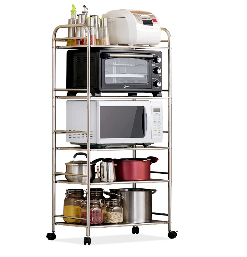 

5 Tier Stainless Small Outdoor Mobile Vegetable Utility Furniture Storage Kitchen Microwave Cart, Silver