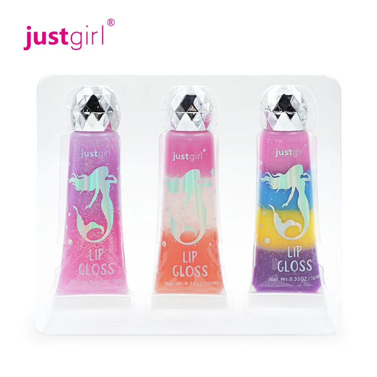 3pk Multicolor Lip Gloss In One Tube Novelty Lip Gloss Tube Glitter