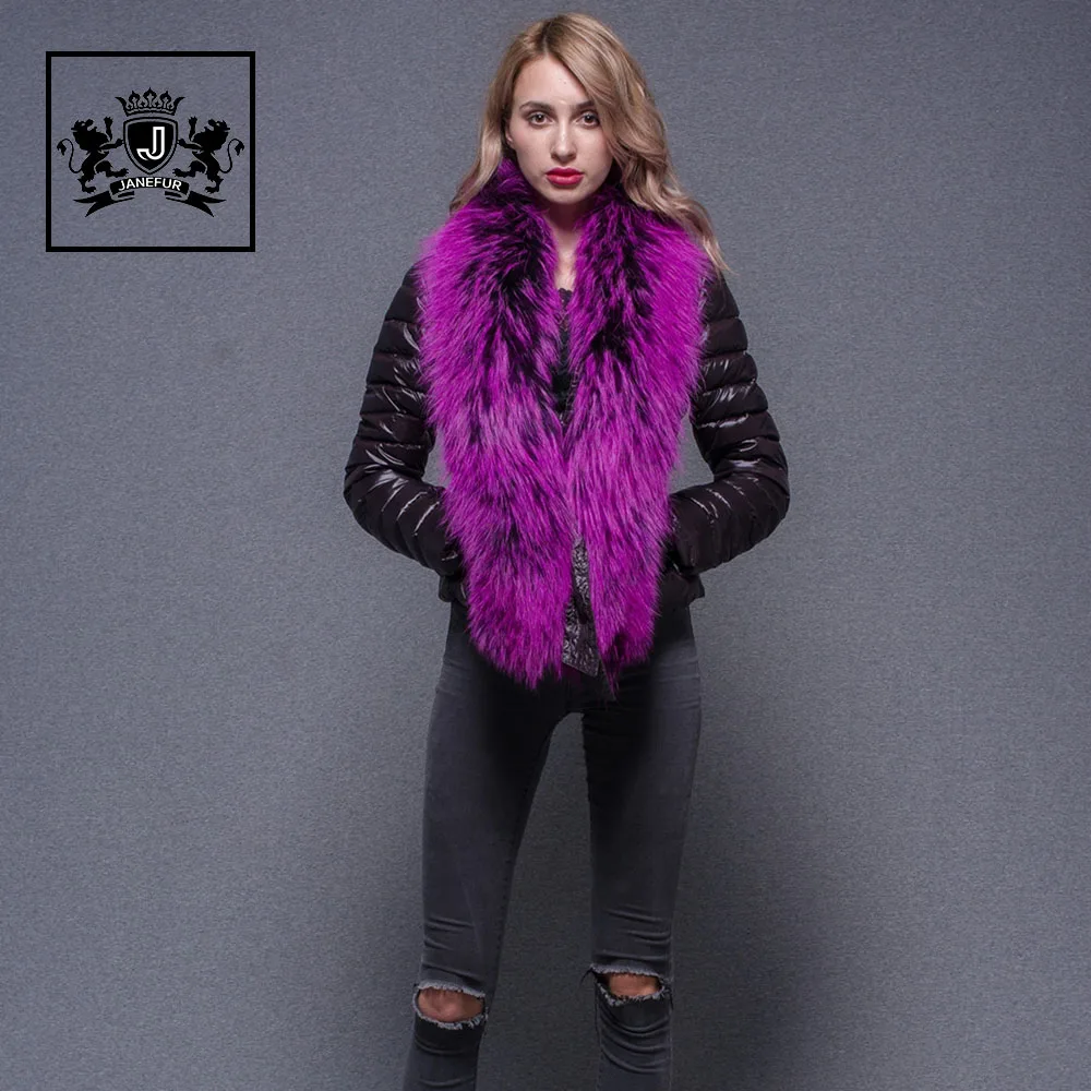 

100% polyester shell Raccoon fur collar thick down parka jacket for women, 2 color/can be customized