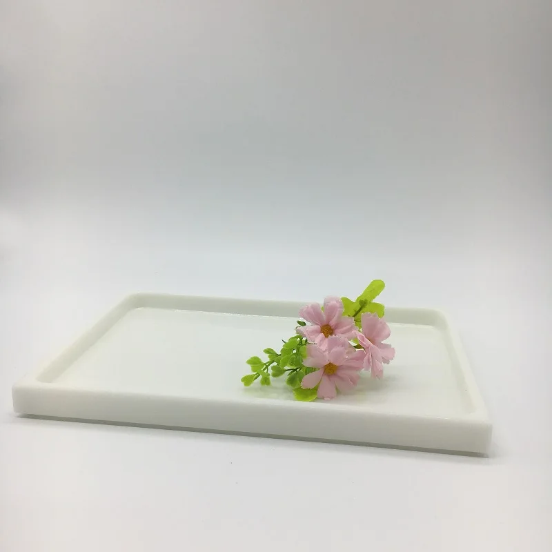 Polished White Marble Resin Hotel Amenity Serving Trays