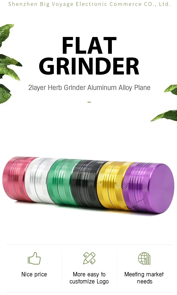 Customized 2 Layer CNC Aluminium Teeth Tobacco Weed Herb Grinder 