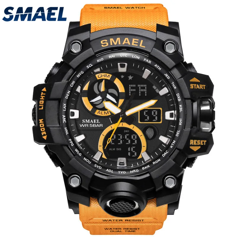 

SMAEL 1545C quartz electronic watch men watch, Orange;black;gray;gold;army green;khaki;blue