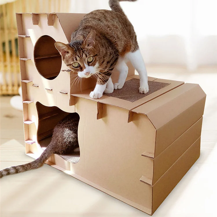 cardboard cat scratcher house