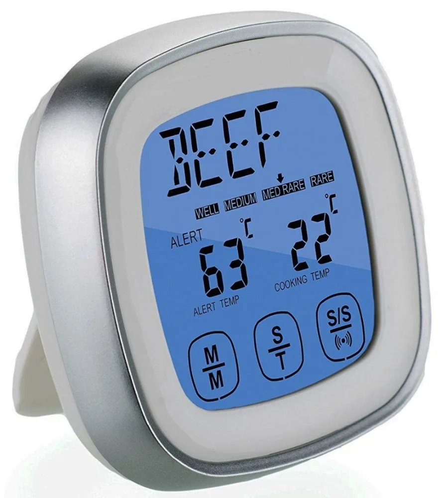Touchscreen digital food thermometer with probe