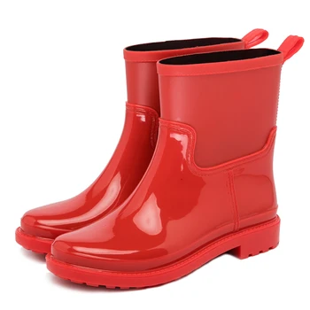 red rain boots short