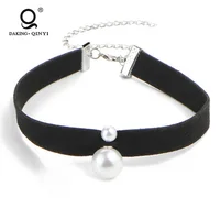 

Popular Cheap Price Custom Jewelry Women Black Choker Necklace With Pearl