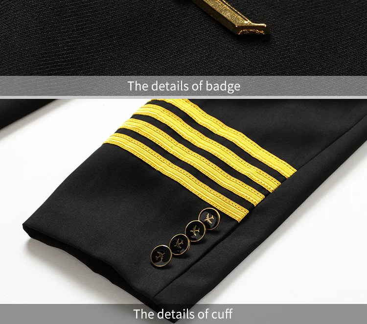 Classical Standard Aviation Pilot Uniform For Men Airline Uniform Suit