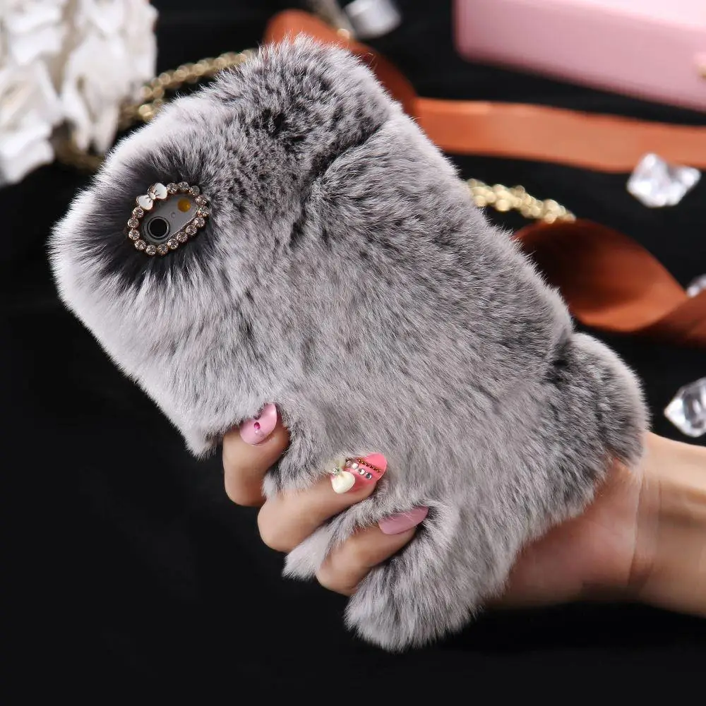 

Rabbit Hair Soft Smooth Touch Fur Case Shockproof Protective Women Girl Lady Cover free DHL