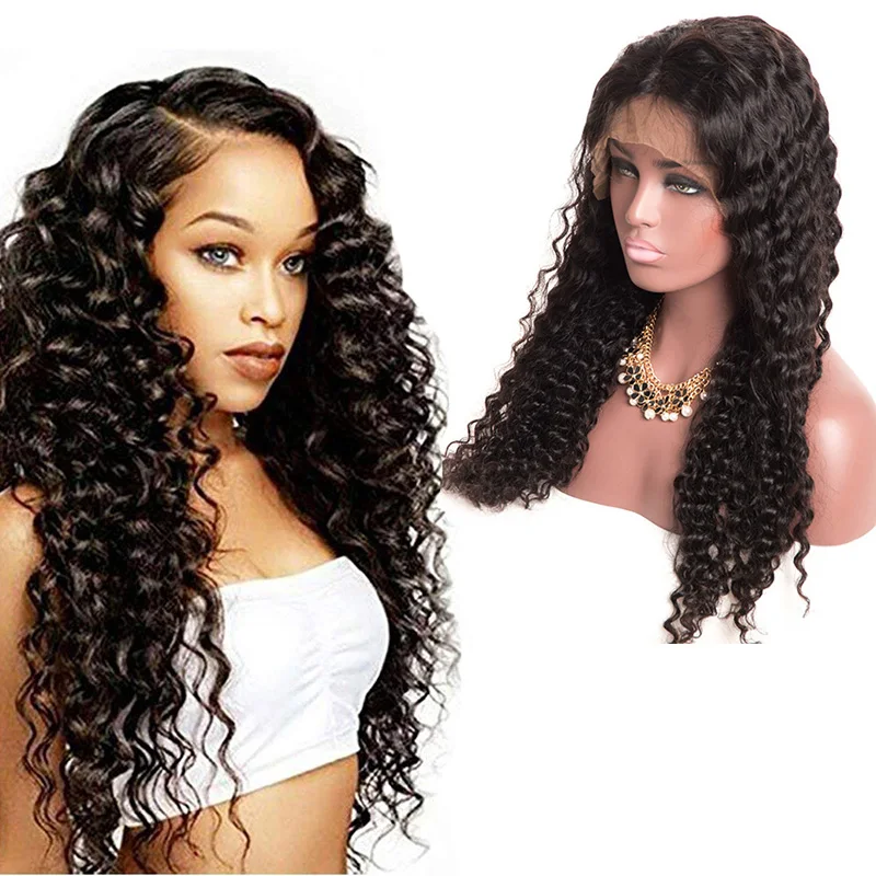Brazilian Deep Wave Curly Weave Human Hair Wigs For Black Women Cheap Curly Lace Front Wigs With Baby Hair