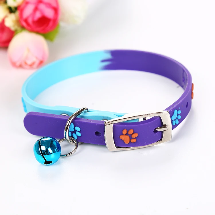 Super Soft Silicone Dog Cat Collar With Bells Adjustable Elastic