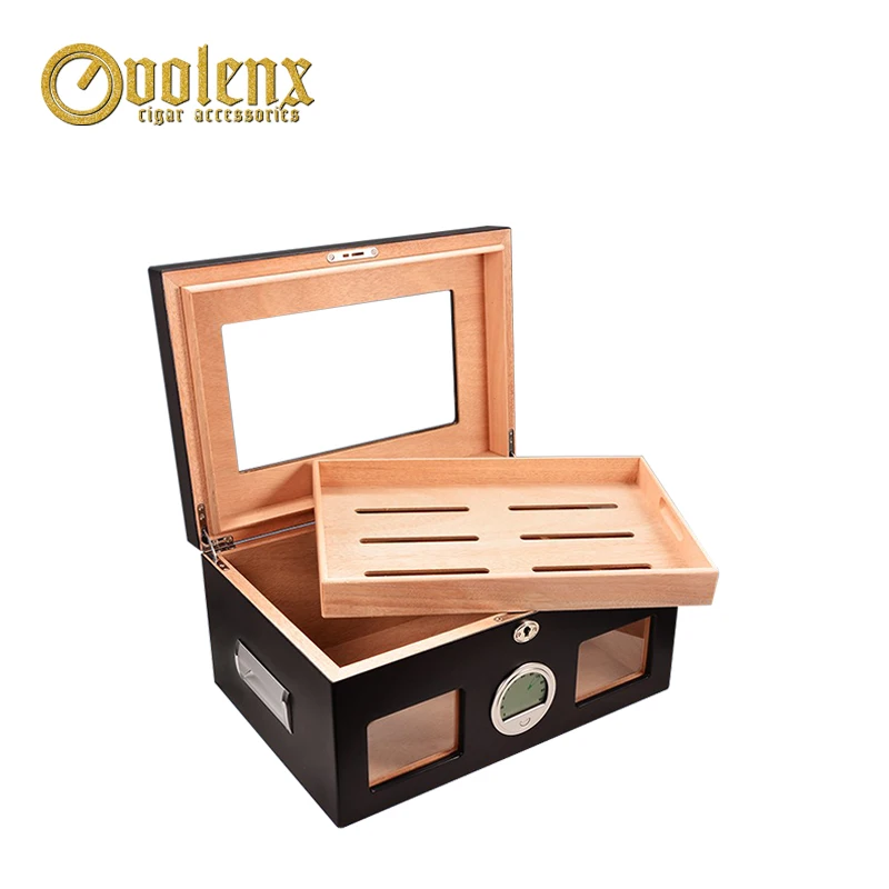 Glass top high quality display cigar humidor box