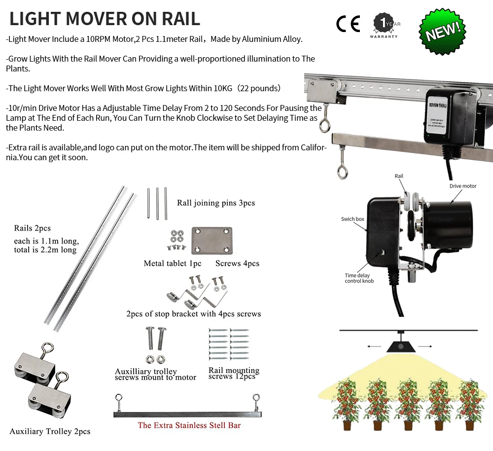 Adjustable Light Rail Hydroponic Grow Light Mover For Greenhouse Buy
