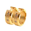 Chengfen Factory Direct Sale Stainless Steel 7*16mm Pressure Sand Machine Carving Hoop Jewelry Earring