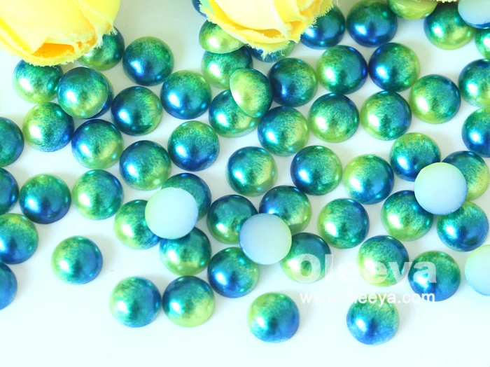 Plastic Pearls Non Hotfix Rhinestone Beads Flat Back 3mm White AB Loose ABS Half Round Faux Pearl Beads for DIY Decoration