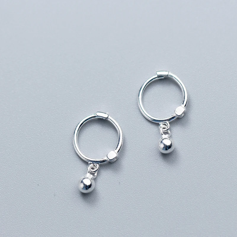 

Korea Hot Style 925 Sterling Silver Fashion Cute Mini Round Beads Drop Hoop Clip Earring Fine Jewelry