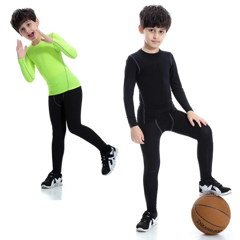 Boy Sports Running Stretch Pants Compression Football Leggings - Buy ...