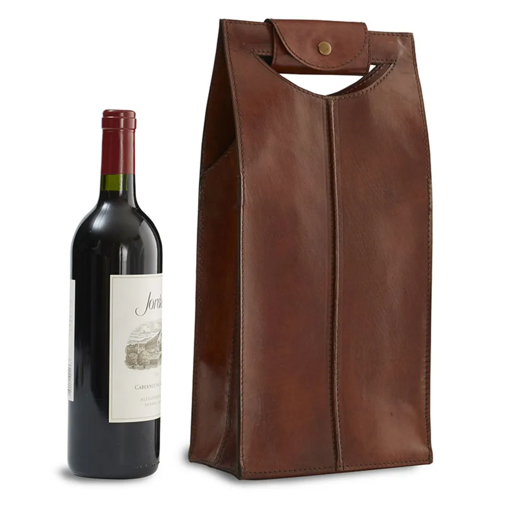 2 bottle leather wine carrier